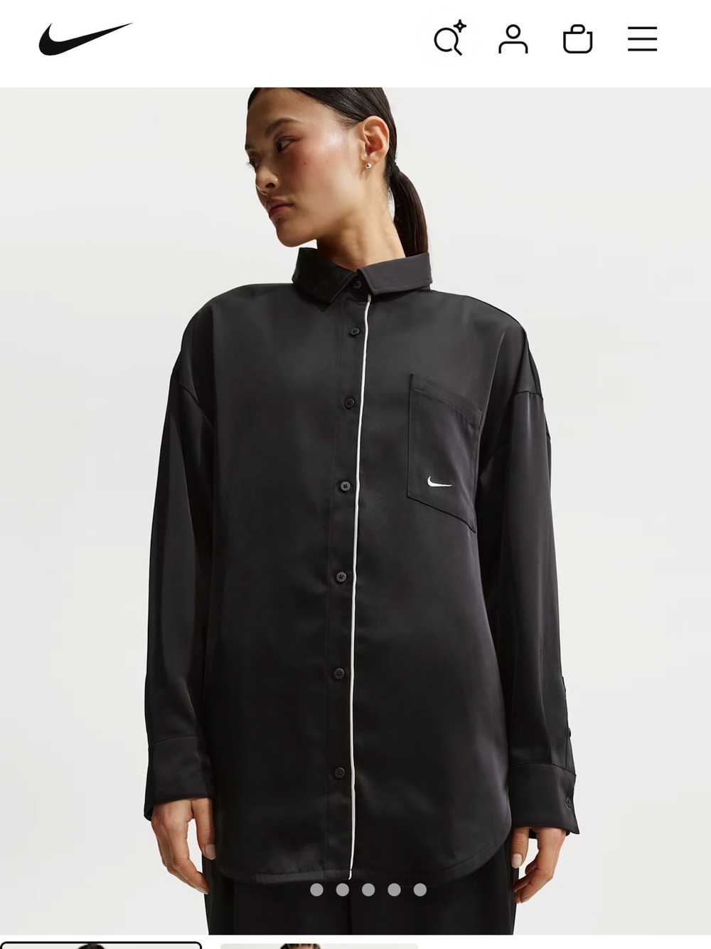 Nike Black Button-Up Shirt with White Piping